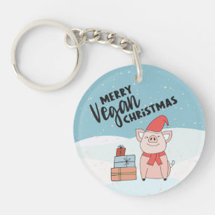 Llavero Navidades veganos con lechón personalizado y regal