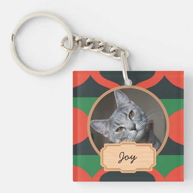 Llavero navidades verdes y rojos Personalizado de vacacion (Frente)