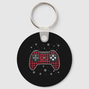 Llavero Navidades Video Game Controller Red Plaid Gamer Bo