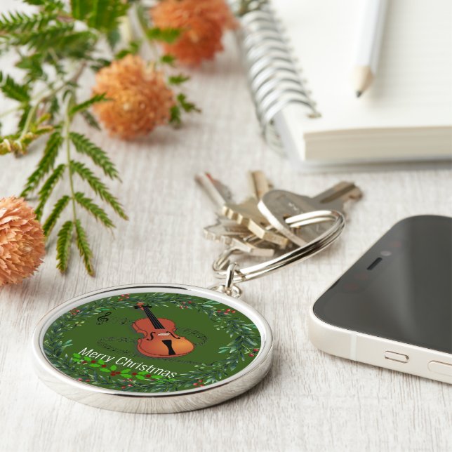 Llavero Navidades Violín, diseño festivo, (Lado)