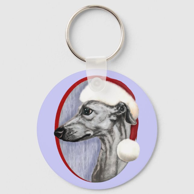 Llavero Navidades Whippet Black Santa (Anverso)