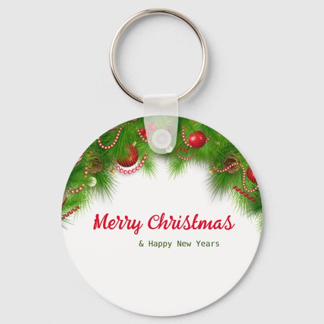 Llavero Navidades Wreath y Bombillas rojas, y presentes (Anverso)
