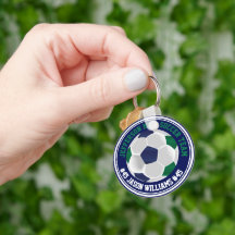 Navy Blue and Green Soccer ⚽  Keychain