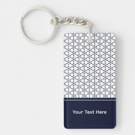 Llavero Navy Blue Geometric Pattern on White