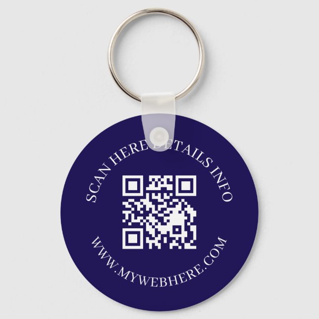 Llavero Navy Blue QR Code Text Corporate Swag Keychains (Anverso)