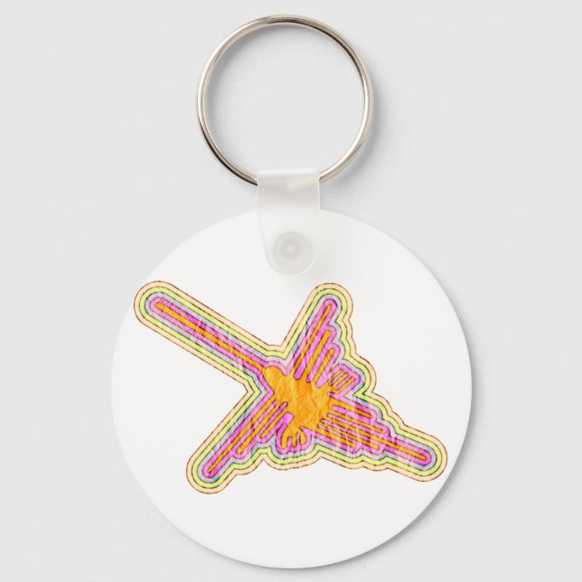 Llavero Nazca Lines Hummingbird Con Efecto De Papel Arruga (Anverso)