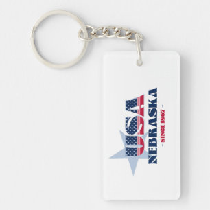 Llavero Nebraska Monograma Keychain acrílico del estado de