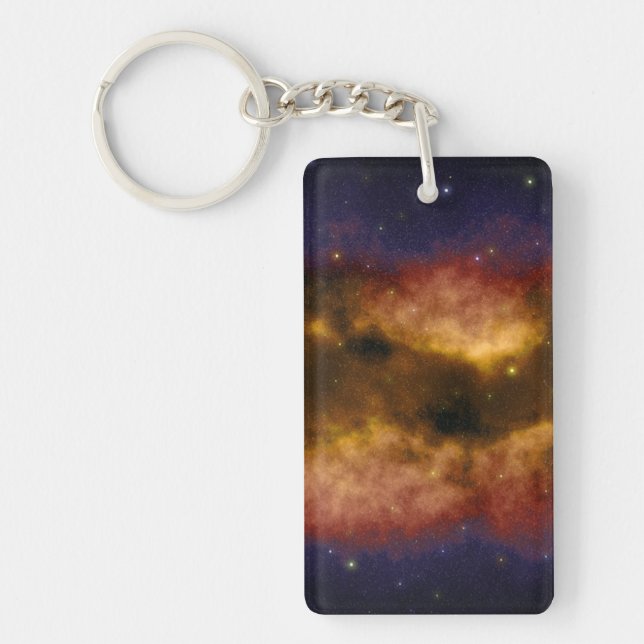 Llavero Nebulosa de la nube de gas dorado con estrellas (Frente)