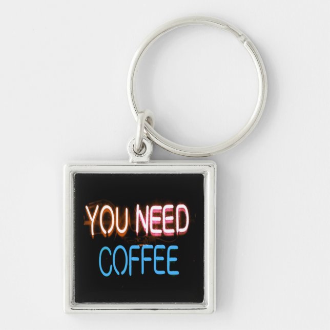 Llavero Necesitas café, Caffine Neon Rótulo (Frente)