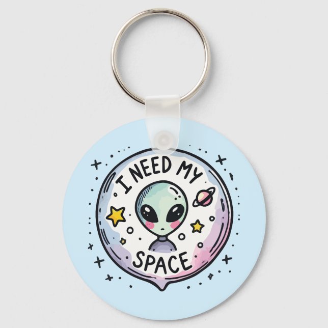 Llavero Necesito mi espacio Alien Cute (Anverso)