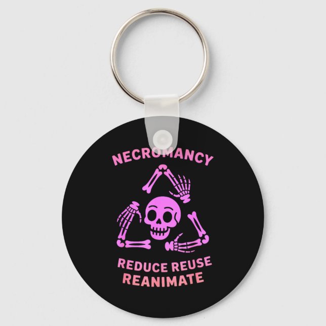 Llavero Necromancy Reduce Reuse Reanimate Skeleton Design  (Anverso)