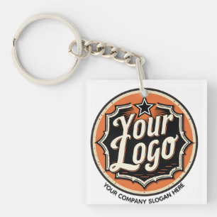 Llavero Negocio Simple de Logotipo y Texto Personalizado