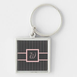 Llavero Negro con la cadena de claves Pinstripes rosadas