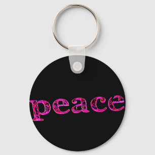 Llavero negro de paz rosa