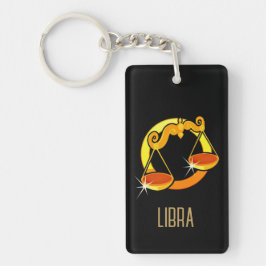 Llavero Negro de signo libra zodiac dorado y marrón