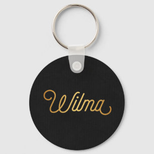 Llavero Negro elegante personalizado del oro de Wilma de