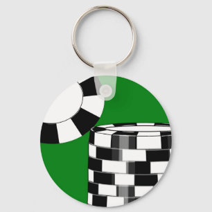 Llavero Negro fichas de póquer blanco en verde