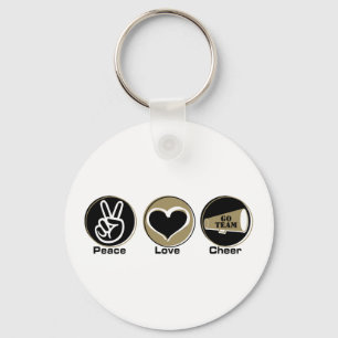 Llavero Negro/oro de la alegría del amor de la paz
