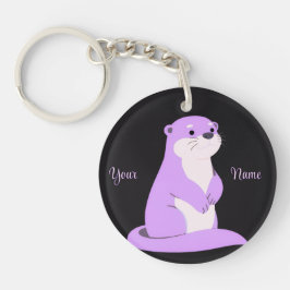 Llavero Negro Personalizable Cute Kawaii Nutria Mo