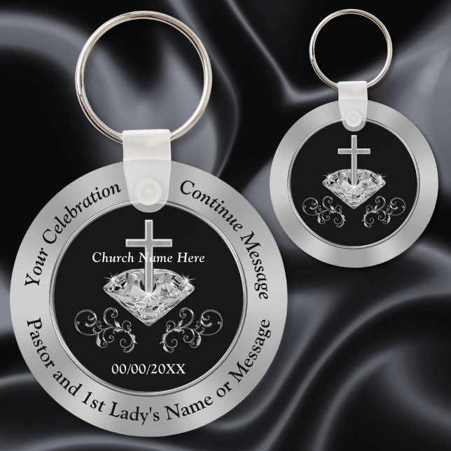 Llavero Negro, Plata, Favor Del Partido De La Iglesia, Cua (Black and Silver, Personalized Church Anniversary Favors. Pastor appreciation month ideas. )