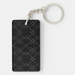 Llavero Negro-plateado, fresco, elegante, simple patrón mo