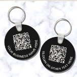 Llavero Negro promocional de código QR moderno<br><div class="desc">Moderna cadena de claves promocionales negras para su empresa u organización,  Añada su código QR o logotipo y dos líneas de texto personalizado,  como el nombre de su empresa,  slogan,  gracias,  etc.,  en una simple tipografía blanca.</div>