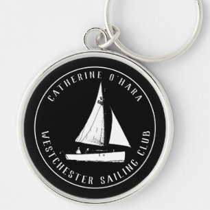 Llavero negro vintage de club de vela personalizad