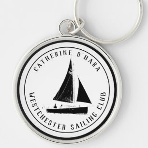 Llavero negro vintage de club de vela personalizad