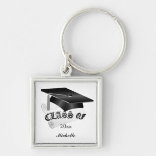Llavero negro y de plata de la graduación