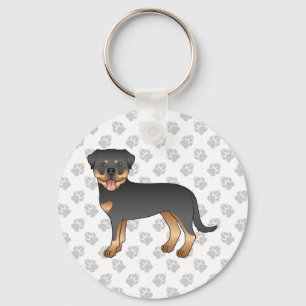 Llavero Negro Y Tan Rottweiler Cute Cartog Perro Y Paws