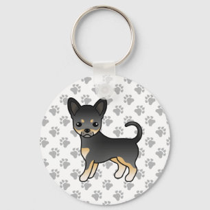 Llavero Negro Y Tan Suave Abrigo Chihuahua Perro & Paws