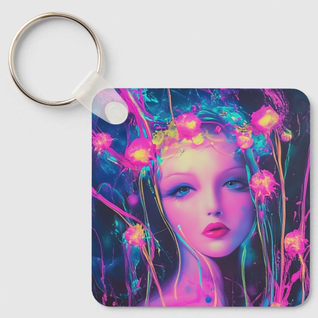 Llavero Neon Alien Goddess (Anverso)