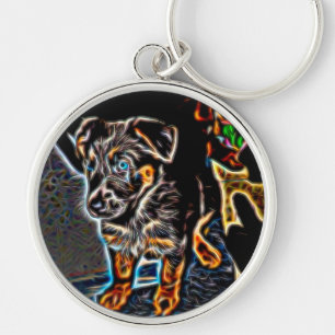 Llavero Neon Art German Shepherd Puppy
