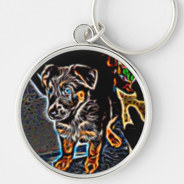 Llavero Neon Art German Shepherd Puppy (Frente)