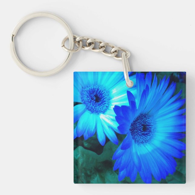 Llavero Neon Blue Gerber Daisies Keychain (Frente)