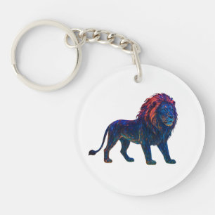 Llavero Neon Colorful Lion Art