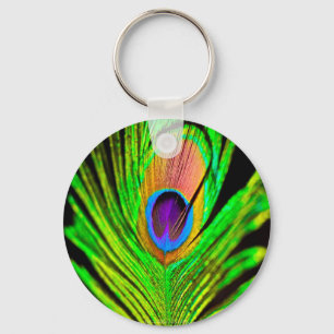 Llavero Neon Colors Peacock Feather