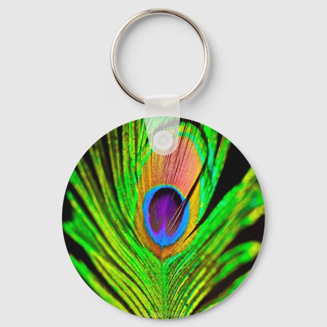 Llavero Neon Colors Peacock Feather (Anverso)