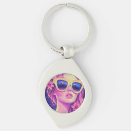 Llavero Neon Dream Chica con gafas de sol florales
