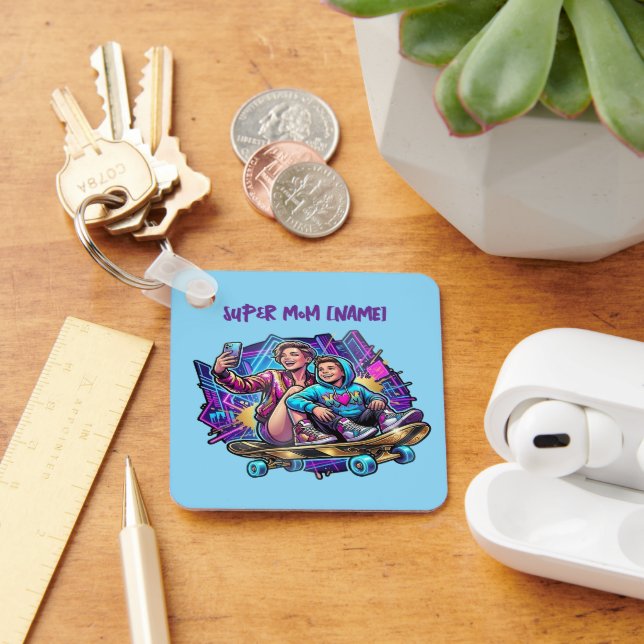 Llavero Neon Drive Keychain: Mother & Son Skate Gift (Escritorio )