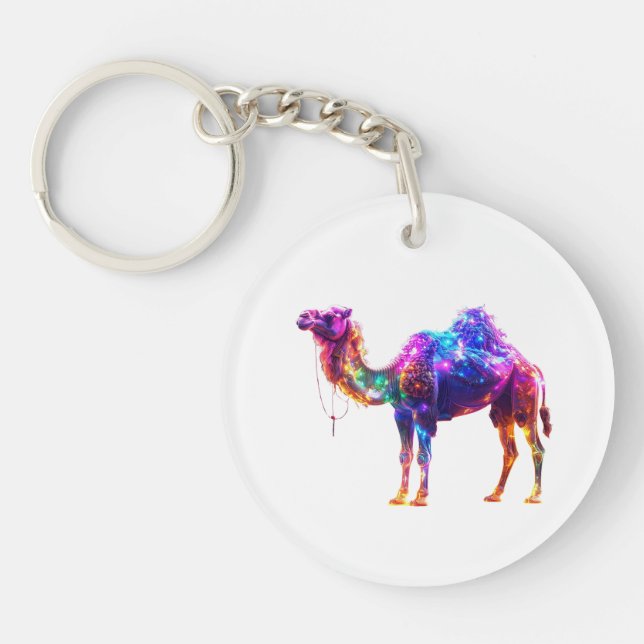 Llavero  Neon Glowing Camel Art Print - Colorful Fantasy D (Frente)
