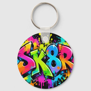 Llavero Neon Graffiti SK8R  Colorido Skater Urbano
