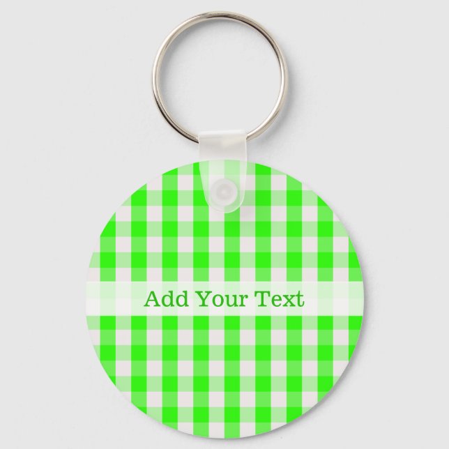 Llavero Neon Green Gingham Pattern de Shirley Taylor (Anverso)