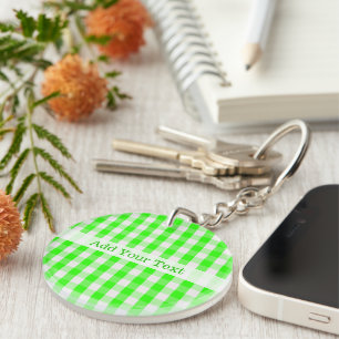 Llavero Neon Green Gingham Pattern de Shirley Taylor