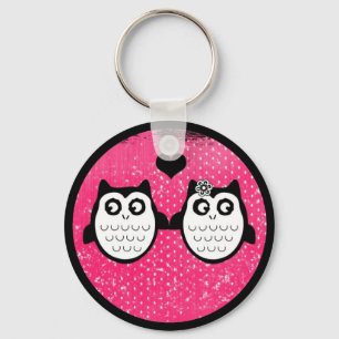 Llavero Neon pink lindo grunge búho par keychain