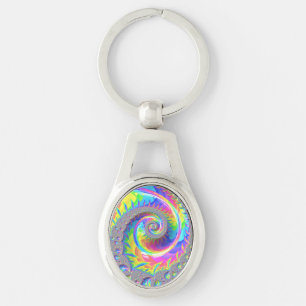 Llavero Neon Rainbow Spiral Fractal Resumen Arte Digital