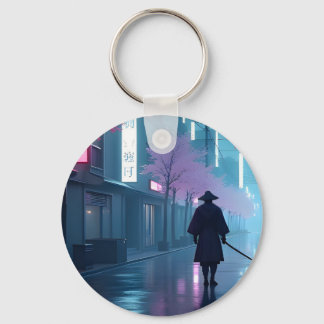 Llavero Neon Samurai Keychain – Retro Anime Tokyo Design