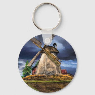 Llavero Netherlands Windmill Landscape Keychain Painting