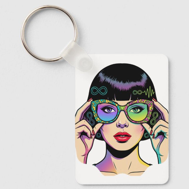Llavero Neurodiversity Infinity Symbol Pop Art Woman  (Anverso)