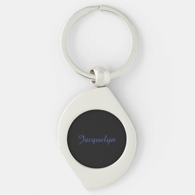 Llavero Neutral Black & Blue Plain Elegant Nombre propio m (Anverso)